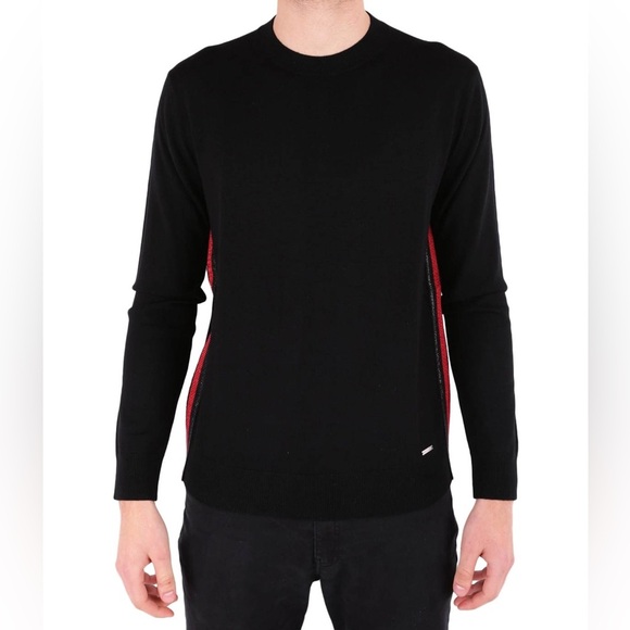 DSQUARED2. The Side Zip Wool Black Crewneck Pullover Zipper Side bands Size L - Picture 1 of 16